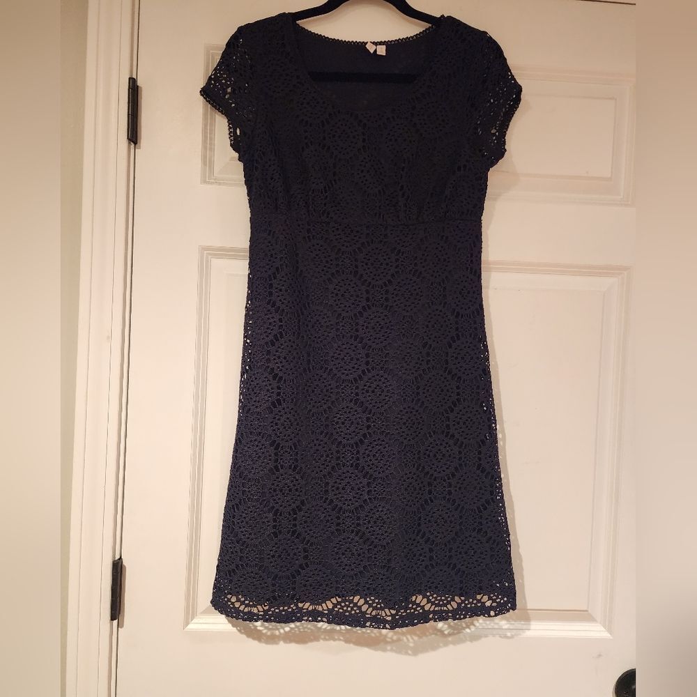 Madison black textured layered short sleeve dress S